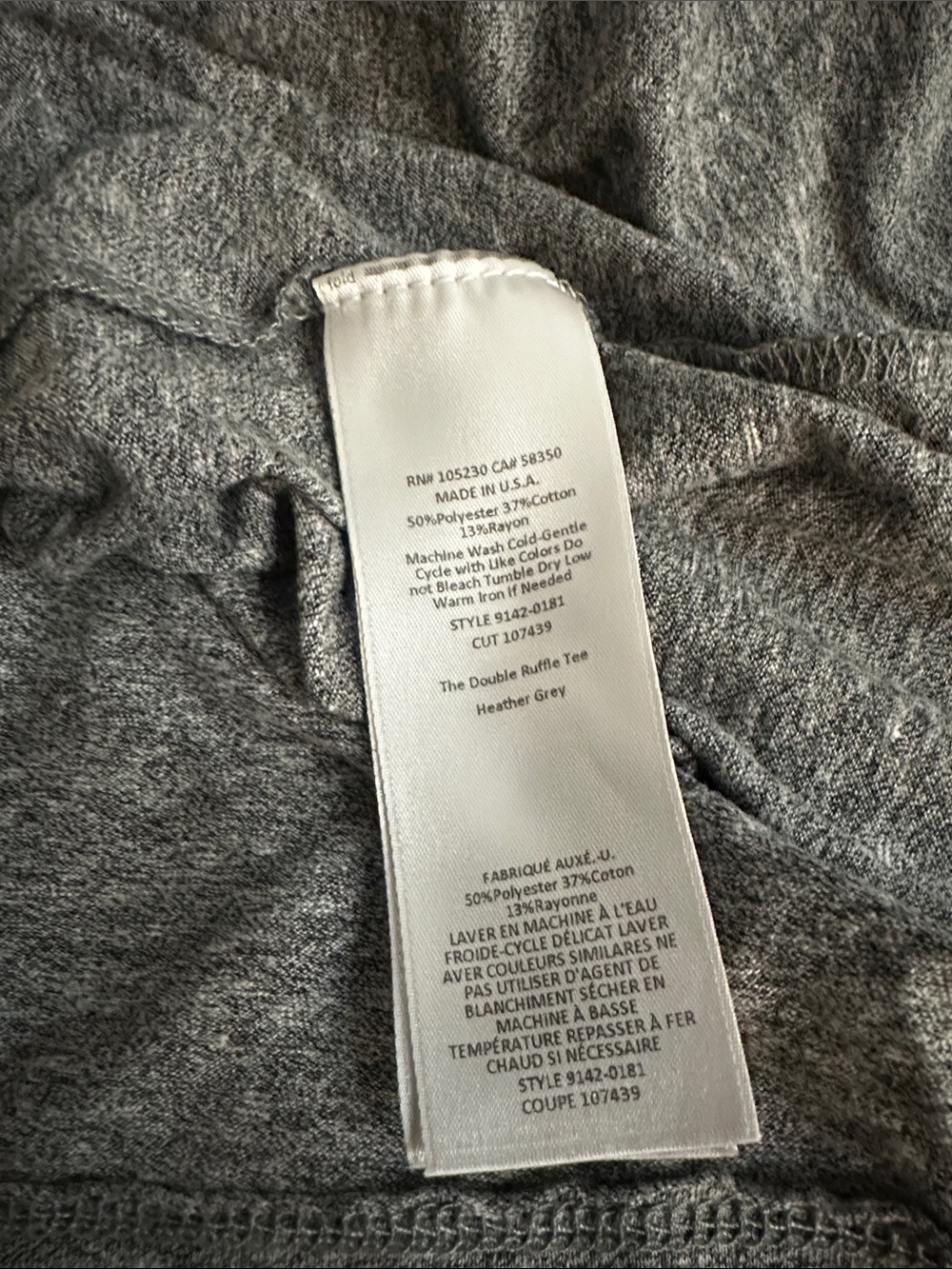 Current/Elliott The Ruffle Double Ruffle Tee | Heather Gray - Picture 6 of 7